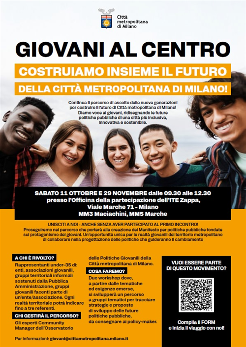 Iniziativa "Giovani al centro" di Città Metropolitana di Milano