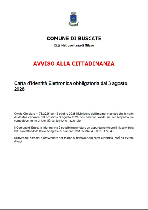 Avviso scadenza carta d'identità cartecee